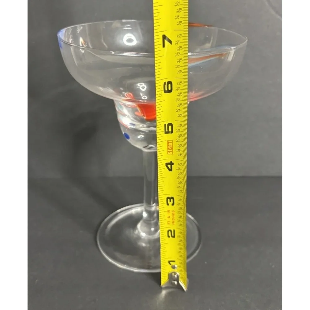 2 Millefiori Margarita Glasses Clear 6.5